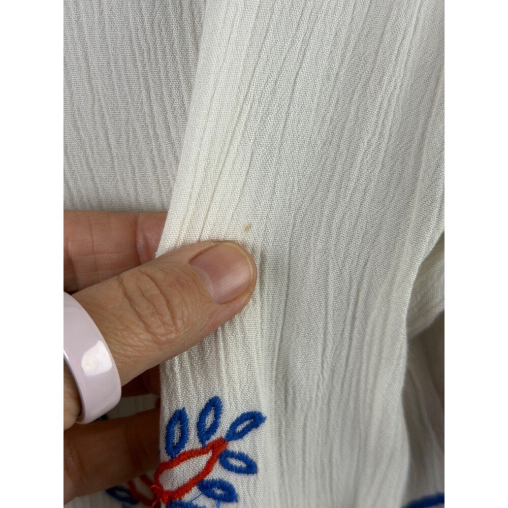 River Island Off White Embroidered Cardigan Flowy Beach Coverup Open Front S - Picture 2 of 9